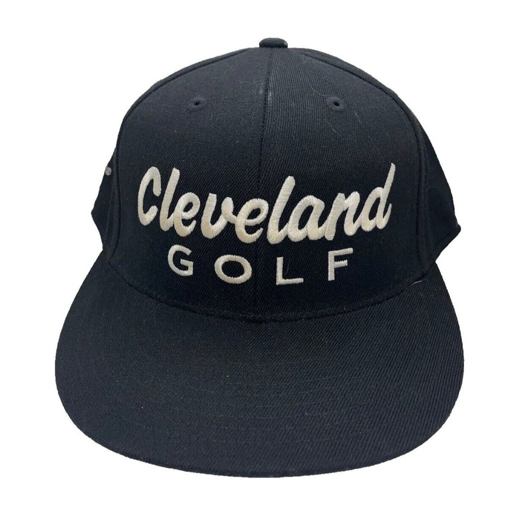 Cleveland Golf Srixon Fitted Hat Mens L-XL Black Script Embroidered Flexfit 210
